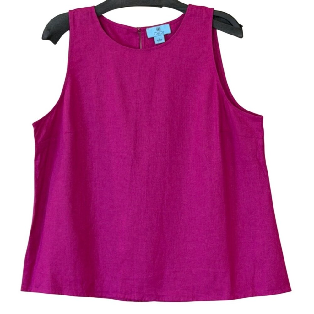 CeCe Women's Sleeveless Linen Top Pink Fushcia Size Large